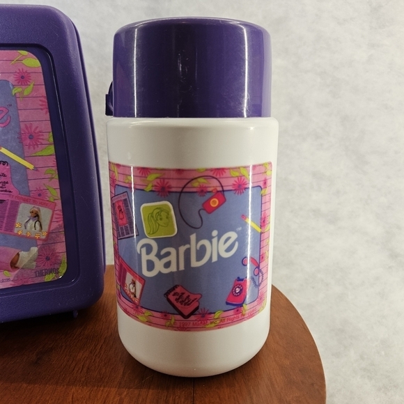 Vintage 1997 Barbie Plastic Lunch box With Thermos Purple - Picture 11 of 11